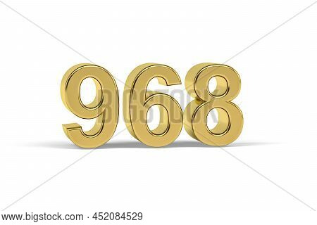 Golden 3d Number 968 - Year 968 Isolated On White Background - 3d Render