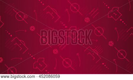 Football Pattern Red Background For Banner, Card, Website.