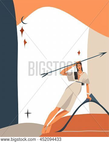 Hand Drawn Vector Abstract Stock Graphic Simple Astrology Celestial Illustration Art With Modern, Co