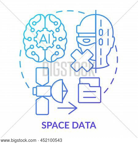 Space Data Blue Gradient Concept Icon. Information Database Management. Space Technology Trend Abstr