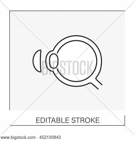 Vision Line Icon. Contact Lense On Eye. Vision Corrections. Ophthalmology Concept. Isolated Vector I