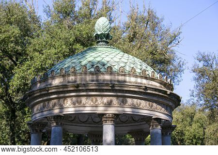 Rome, Italy - October 10, 2020: Neoclassical Small Circular Temple Of Diana (tempietto Di Diana) In 