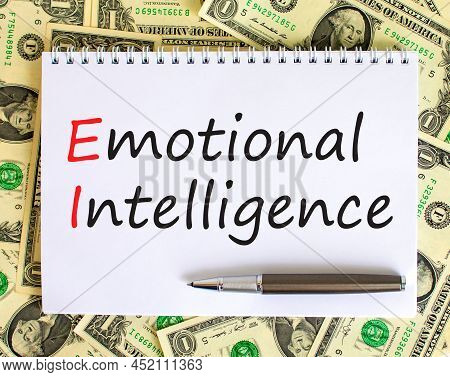 Ei Emotional Intelligence Symbol. Concept Words Ei Emotional Intelligence On White Note. Metallic Pe