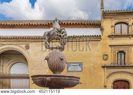 Fountain In The Plaza Del Potro In The City Of Cordoba, In Spain