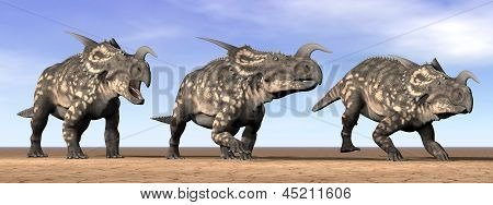 Einiosaurus Dinosaurs In The Desert - 3D Render