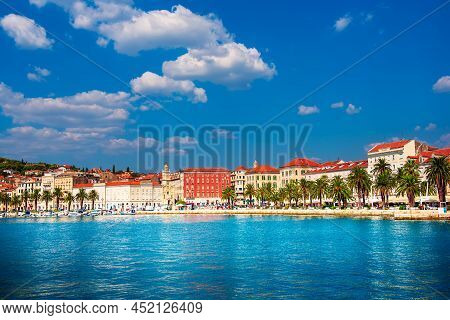 View To Split Embankment, Croatia. Travel Destination Concept, Summer Touristic Background