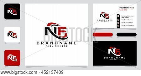 Initial Letter Nf Logo Design Template With Business Card Design