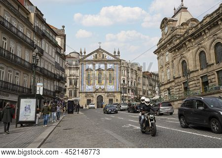 Porto, Portugal. March 2022.  View Of The Santo António Dos Congregados Church In The City Center