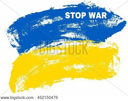 Vector Stoke Ukraine Flag With Stop The War In Ukraina.