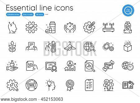 High Thermometer, Refresh Website And Career Ladder Line Icons. Collection Of Service, Idea, Slow Fa
