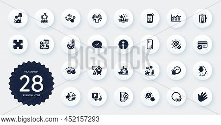 Set Of Business Icons, Such As Truck Parking, Hold T-shirt And Alarm Clock Flat Icons. Certified Ref