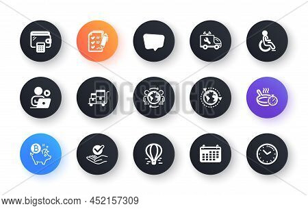 Minimal Set Of Wallet, Outsourcing And Calendar Flat Icons For Web Development. Disability, Survey C