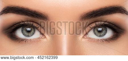Close Up Of Beautiful Green Female Eyes
