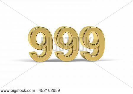Golden 3d Number 999 - Year 999 Isolated On White Background - 3d Render
