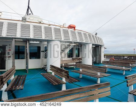 Heimaey, Iceland - September 5, 2021: On Board Of Herjolfur Ferry Going To Heimaey In Westman Island