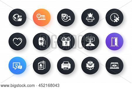 Minimal Set Of Outsource Work, Packing Boxes And Winner Podium Flat Icons For Web Development. Puzzl