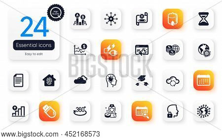 Set Of Science Flat Icons. Drop Counter, Unlock System And Multichannel Elements For Web Application