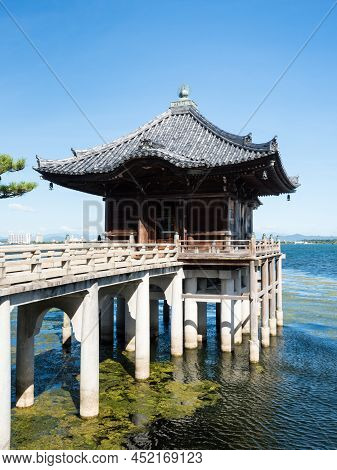 Otsu, Japan - August 21, 2018: Ukimido Pavilion On The Shores Of Lake Biwa (one Of The Eight Views O