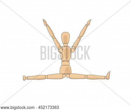 Wooden Man Model, Manikin To Draw Human Body Anatomy Leg-split Pose. Mannequin Control Dummy Figure 