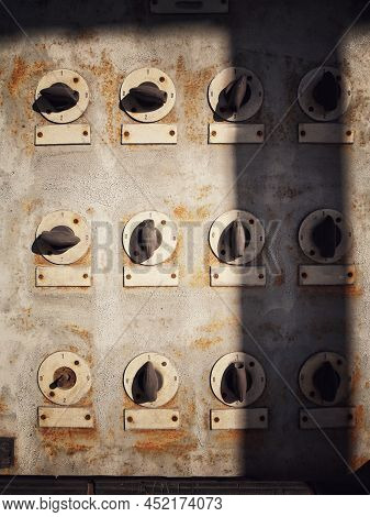 Vintage Switch Control Panel With Many Buttons