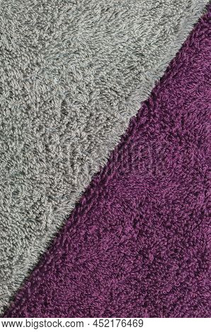 Bath Towels Background, Grey, Crimson Maroon Purple Violet Red Raspberry Pattern, Vertical Large Det