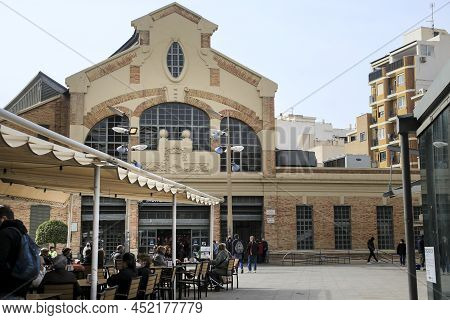 Alicante, Spain- March 28, 2022: Entrance And Facade Of The Central Market In Alicante