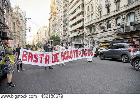 Capital Federal, Buenos Aires, Argentina; Nov 11, 2021: Environmental Protest, People Marching Again