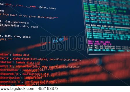 It Business. Python Code Computer Screen. Mobile Application Design Concept.