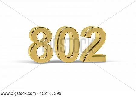 Golden 3d Number 802 - Year 802 Isolated On White Background - 3d Render