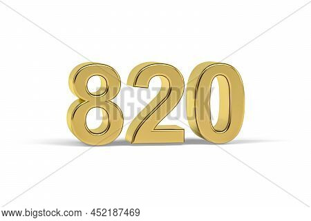 Golden 3d Number 820 - Year 820 Isolated On White Background - 3d Render