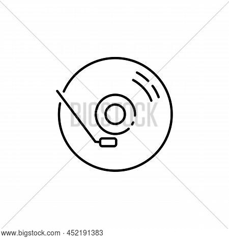 Turntable Line Icon. Phonograph Or Record Player And Pikap With Music Or Sound