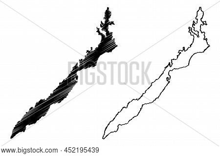 Palawan Island (southeast Asia, Republic Of The Philippines, Philippine Islands Or Archipelago) Map 