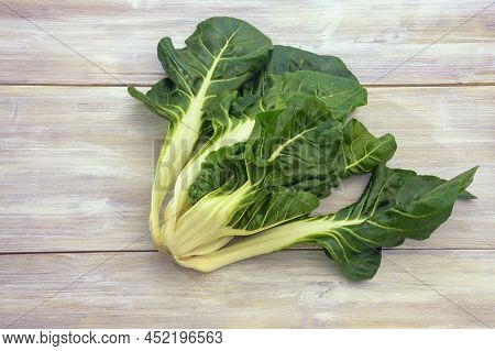 Balkan Cuisine. Blitva ( Chard Leaves ) - Popular Leafy Vegetables. Rustic Table, Free Space For Tex