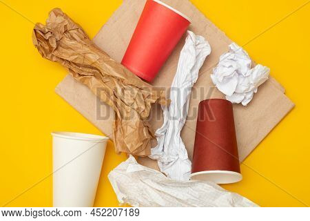Eco-friendly Disposable Packaging, Waste Recycling Concept, Paper And Cardboard Waste, Rubish Sort A