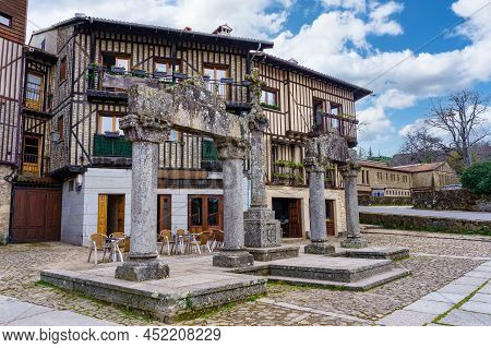 Typical Mountain Houses And Ancient Ruins At The Entrance Of The Mountain Village Of La Alberca, Spa
