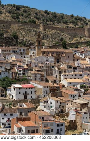 Chulilla, Spain - June 27, 2021: Panoramic View Of The Beautiful Village Of Chulilla And Its White H