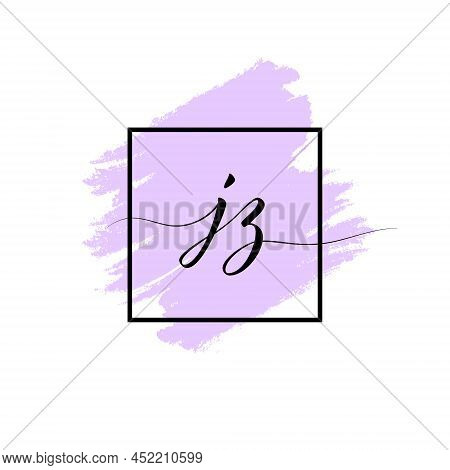 Calligraphic Lowercase Letters J And Z Are Written In A Solid Line On A Colored Background In A Fram