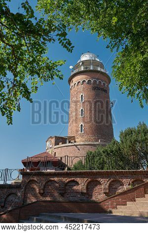 Kolobrzeg, Poland - September 09, 2021: Lighthouse Of The City Of Kolobrzeg On The Coast Of The Balt