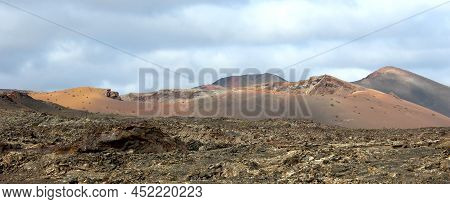 View Of Timanfaya National Park On The Volcanic Island Of Lanzarote.