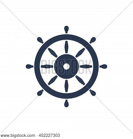 Boat Timon Wheel Icon. Port Sailor Ship Steering Wheel Vector Captain Rudder Wheel Logo