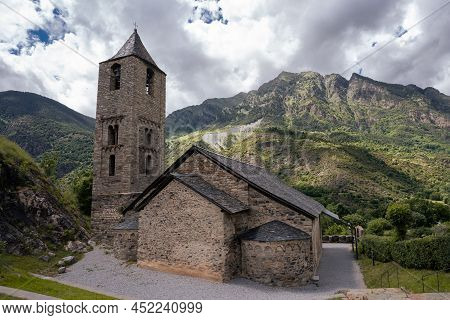 Vall De Boi, Spain: June 24, 2021: 12th Century Abbey In The Middle Of The Mountains