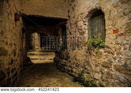 An Alley In Poffabro, An Historic Medieval Village In The Val Colvera Valley In Pordenone Province, 
