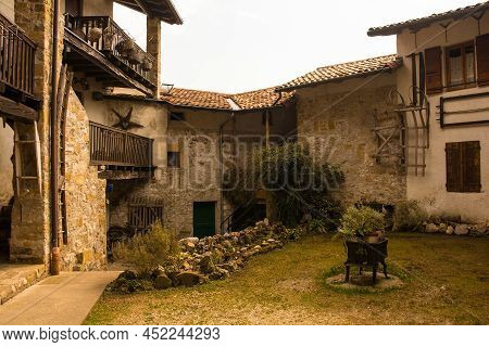 Historic Residential Buildings In Poffabro, A Medieval Village In The Val Colvera Valley In Pordenon
