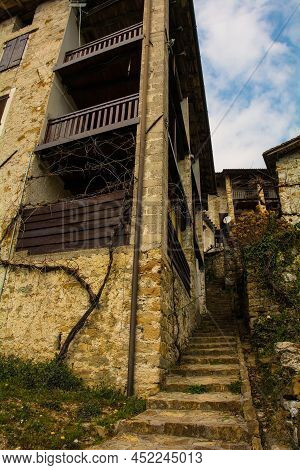 A Residential Street In Poffabro, An Historic Medieval Village In The Val Colvera Valley In Pordenon