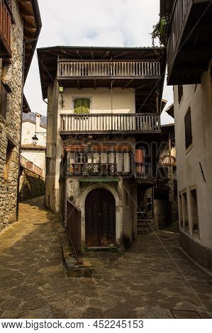 A Residential Street In Poffabro, An Historic Medieval Village In The Val Colvera Valley In Pordenon