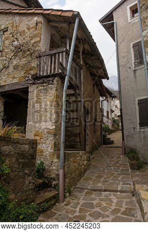 A Residential Street In Poffabro, An Historic Medieval Village In The Val Colvera Valley In Pordenon