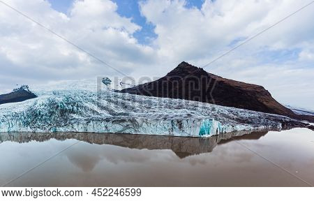 Glacier Lake Panorama With Massive Glaciar Tongue