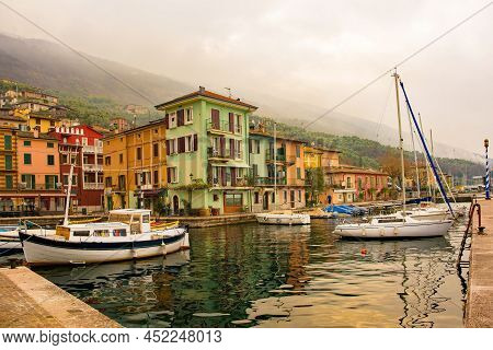Winter At The Castelletto Di Brenzone Waterfront On Lake Garda In Verona Province, Veneto, North Eas