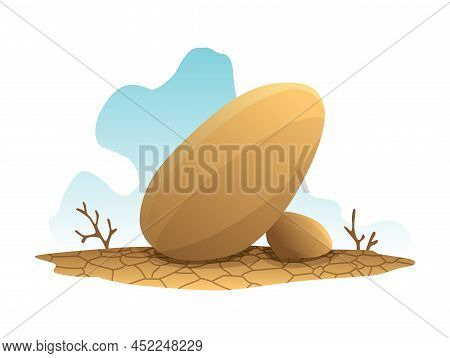 Boulder Rock Stone. Debris Of The Mountain. Cartoon Stone And Elements For Game In Flat Style On Col