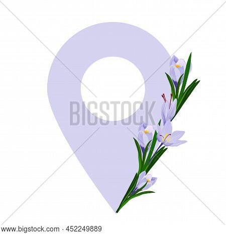 Spring Pointer. The Flowers Are Snowdrops Of Blue Color. Pointer Vector Stock Illustration. Isolated